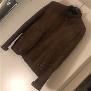 Hugo Boss Brown Leather Bomber Biker Jacket
